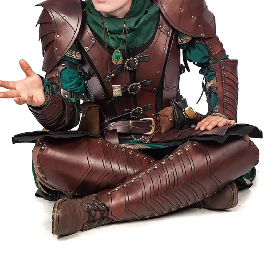 Cosplay Prop - 중세 시대 엘프 기사 가죽 정강이